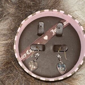 Juicy Couture Silver and Black Heart Earrings